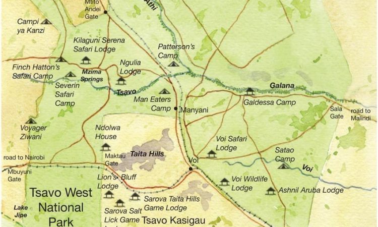 Map of Tsavo West National Park